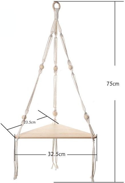 Chenxiaogang Eckregal aus Holz in Beige, Schwebendes Boho Wandregal für Wohnzimmer und Schlafzimmer, B/T/H: 75 x 32,5 x 23,5 cm - Bild 1