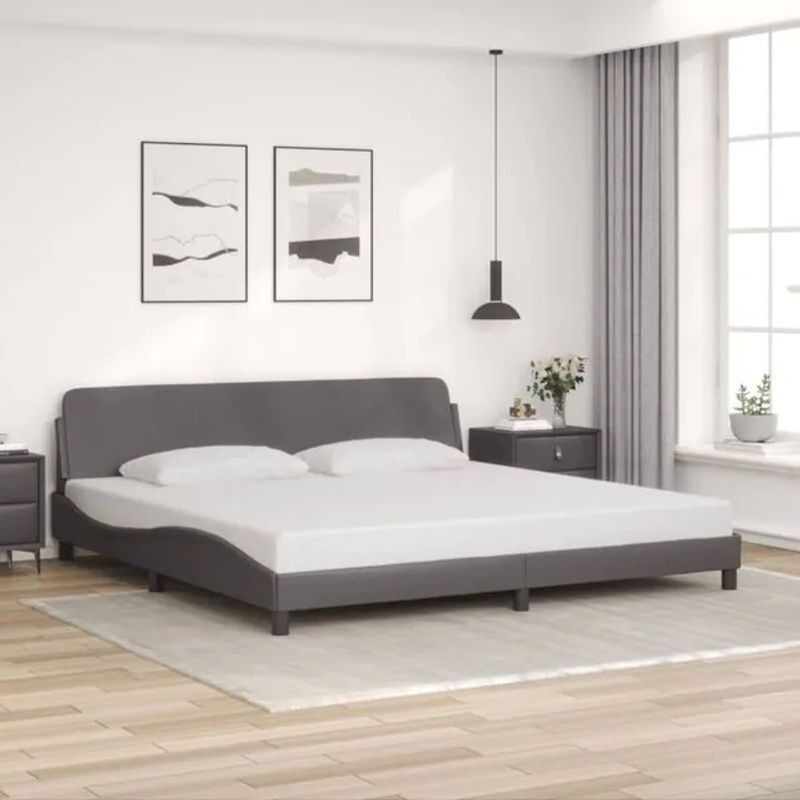 Modernes Polsterbett Dover von Vidaxl aus Kunstleder und Metall in Grau, B/T: 200 x 200 cm - Bild 1
