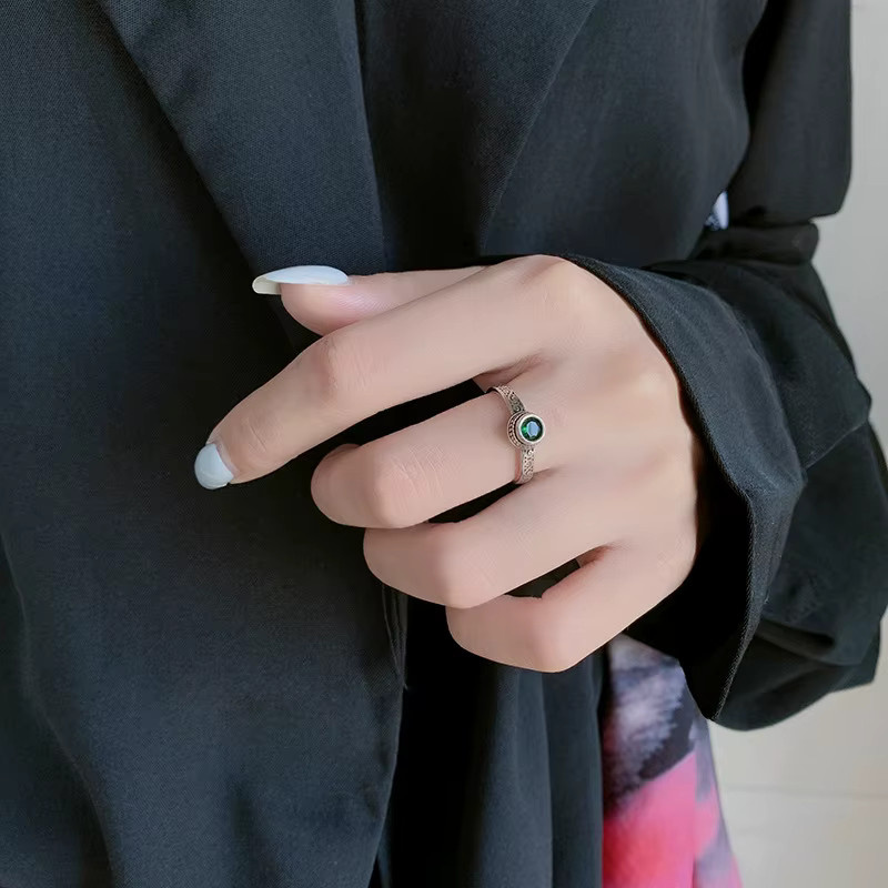 Ring 925 Silber, Grüner Zirkonia, Damen, Vintage - Bild 2