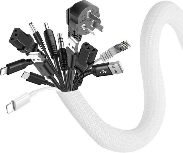 Selbstschließende geflochtene Kabelhülse in Schwarz für flexibles Kabelmanagement von TV, Computer, Heimkino und Kfz-Kabeln - Bild 1