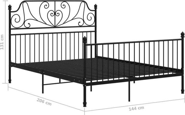 vidaXL Bettgestell aus Metall in Schwarz Matt, B/T/H: 140 x 200 x 144 cm - Bild 1