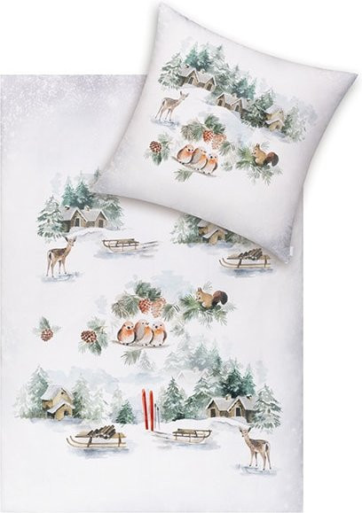 Estella Bettwäsche Birdy aus Kuschelflanell und Baumwolle in Weiß mit Tier-Motiv für Erwachsene - Bild 1