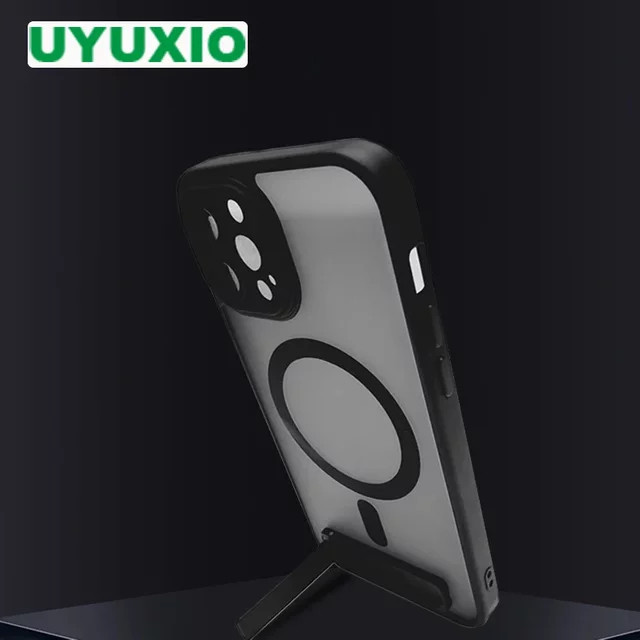 UYUXIO Magnetische Handyhülle mit Ständer in Transparent für iPhone 16 Pro Max Plus 14 13 12 11 - Bild 1