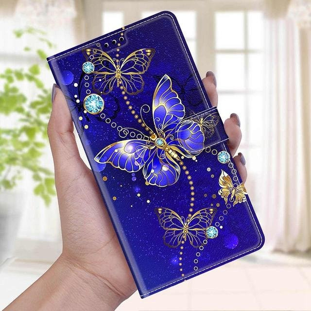 Samsung Ledertasche mit Panda Katze und Rose Design als Flip Cover für Galaxy S22 Plus S21 Ultra S20 FE S10 Plus in Blau - Bild 1