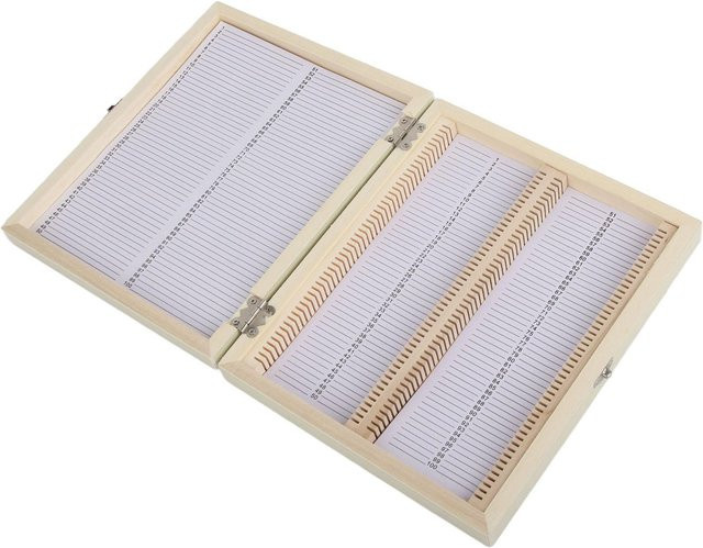 Painter 100 Stück Biologie Glas Mikroskop-Objektträger mit Holz-Aufbewahrungsbox in Weiß - Bild 1