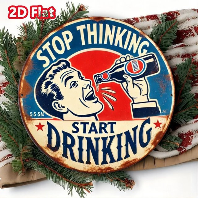 Rundes Metallschild Potdemiel Start Drinking in Multicolour, Durchmesser: 20 cm - Bild 1