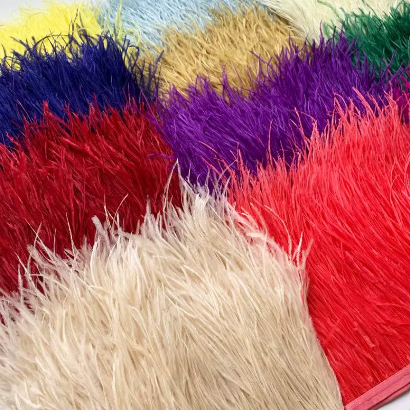 Mehrfarbige Straußenfeder-Fransenborte für DIY Bastelbedarf, 10-15 cm Breite - Bild 2