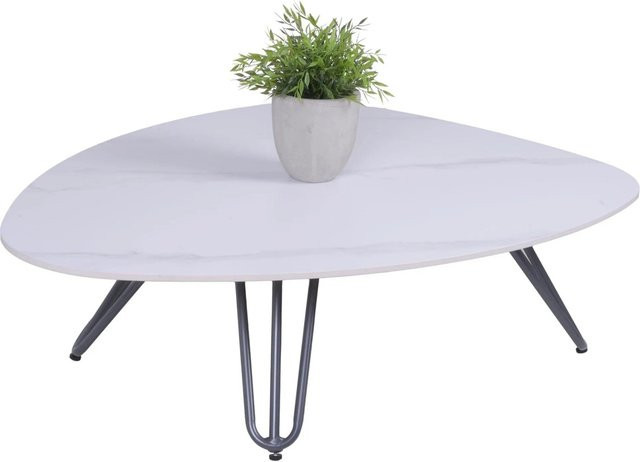DELUKE Gartentisch KARL aus Aluminium mit gesintertem Stein in Grau, B/T/H: 88 x 110 x 31,5 cm - Bild 1