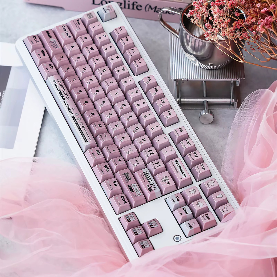 URE Cute Programmer Keycaps Cherry Profile in Metallic Paint Glossy Pink für mechanische Tastaturen mit MX-Switches - Bild 2
