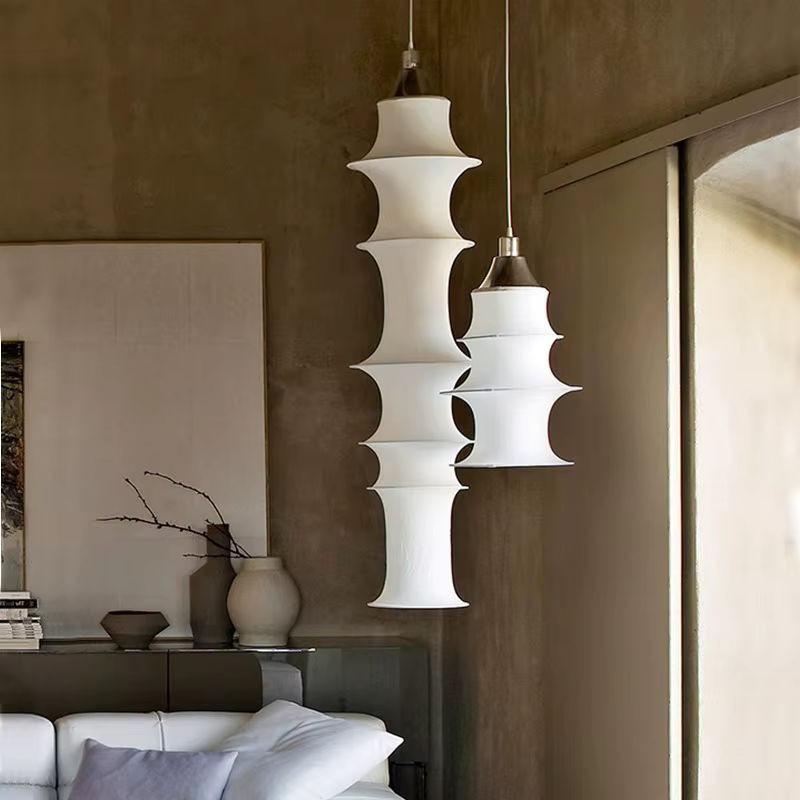 HomeLover Falkland Pendelleuchte im Wabi Sabi Design aus weißer Seide für Wohnzimmer, Esszimmer und Loft - Bild 2