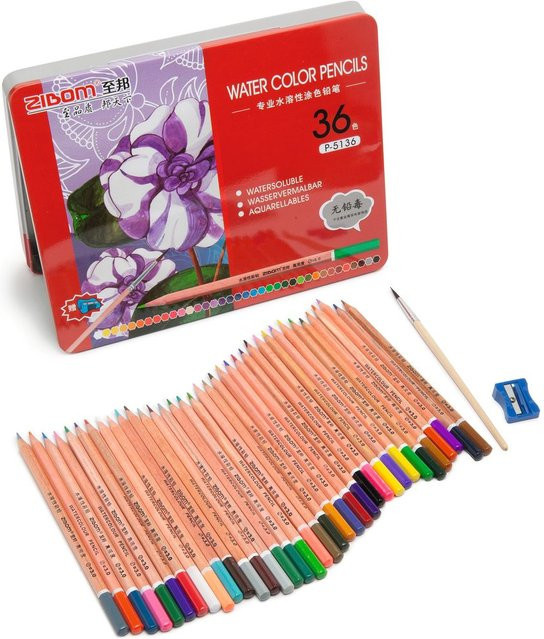 VBS Aquarellstifte mit 36 Farben in einer Metallbox, Multicolor - Bild 1