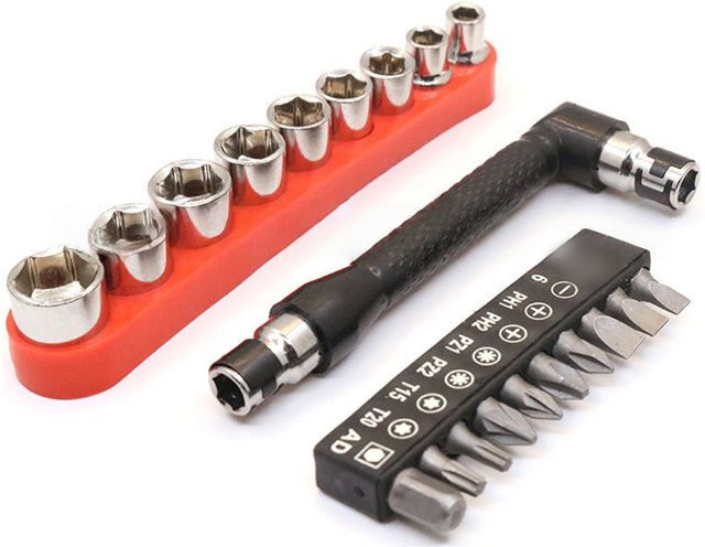 DAZZLEEX L-förmiges Schraubendreher-Bit Set mit 90-Grad-Griff, 11/20-teiliges Handwerkzeug-Set in Schwarz - Bild 1
