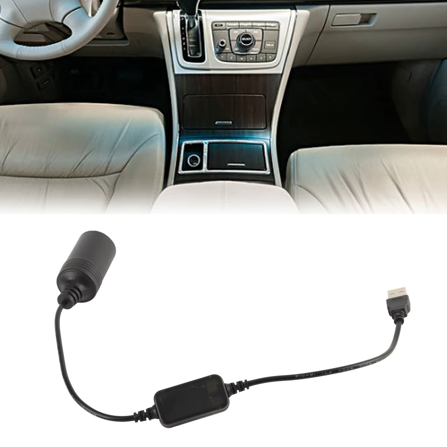 Qiilu USB-A auf 12V Zigarettenanzünder Adapter Konverter Kabel in Schwarz - Bild 4