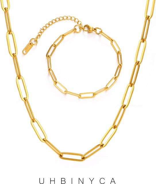 UHBINYCA Halskette Edelstahl, Gold, Damen - Bild 1