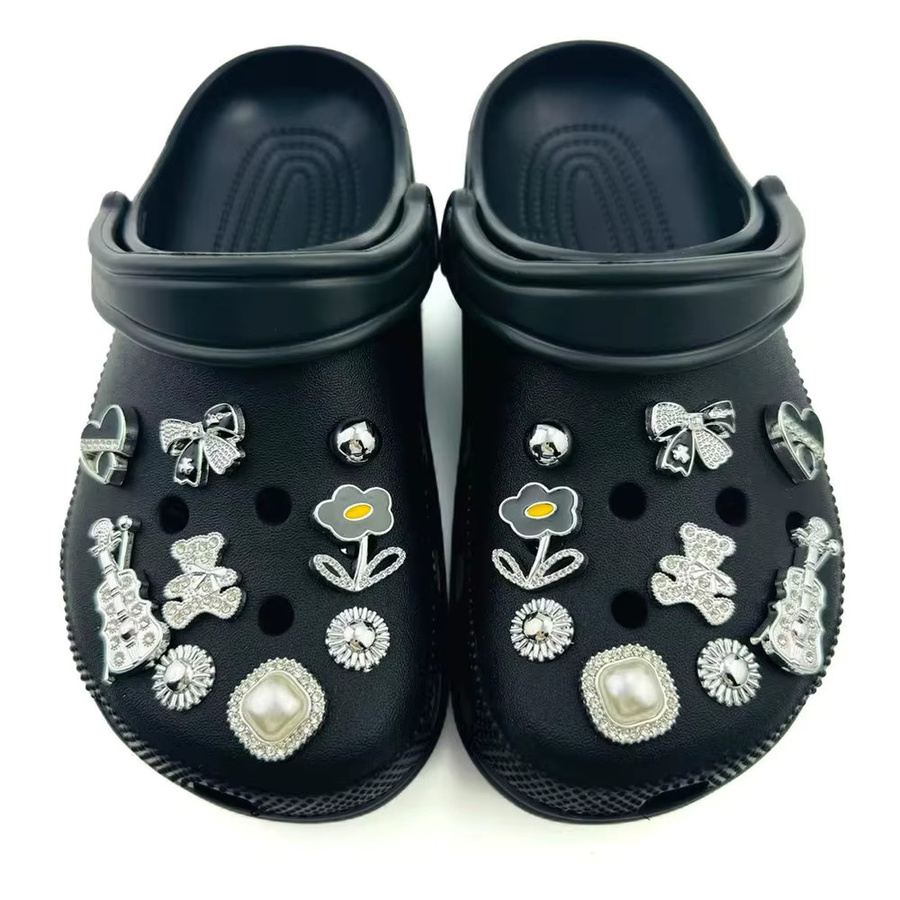 Schuh Charms Set FHLDING, Silber, Perle, Bär, Violine, Bogen, Blume - Bild 3