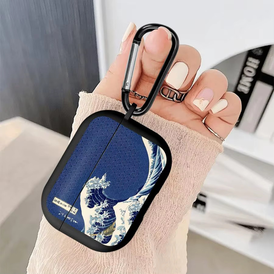 Cartoon Ozean Tsunami Schutzhülle für Apple AirPods 3, 2, 4 und Pro (Blau) - Bild 4