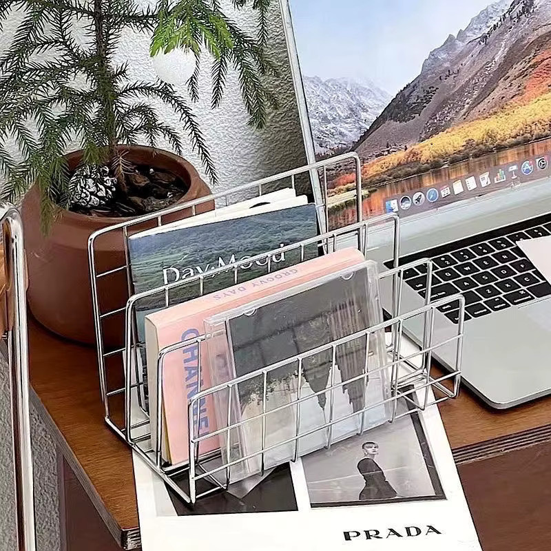YOCITY Minimalistisches Eisen-Aufbewahrungsregal als Desktop-Organizer in Silber - Bild 2