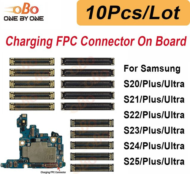 10 Stück Samsung USB-Ladeanschluss FPC-Stecker für S20 FE S21 S22 S23 S24 S25 Plus Ultra Motherboard Ladegerät Anschluss - Bild 1