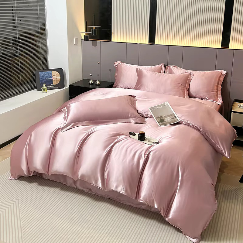 Lan duo mao Luxuriöses Satin-Bettwäsche-Set einfarbig für Einzelbett oder Doppelbett - Bild 2