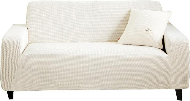 Lellen Polarfleece Sofabezug mit Karomuster für Ecksofas und Sessel in Weiß, Breite: 90-130 cm - Bild 1