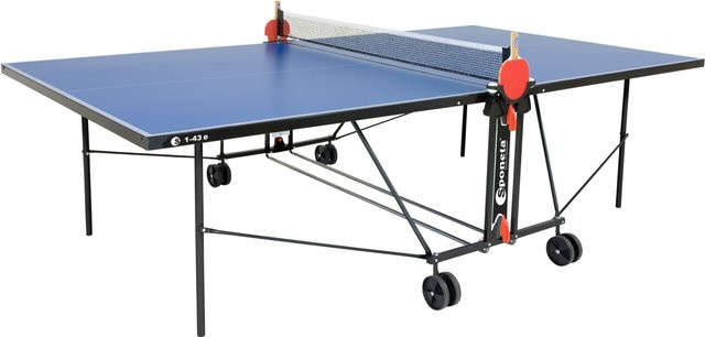 Sponeta HobbyLine S 1-43 e Outdoor-Tischtennisplatte, Blau, wetterfest und klappbar mit Rollen - Bild 1