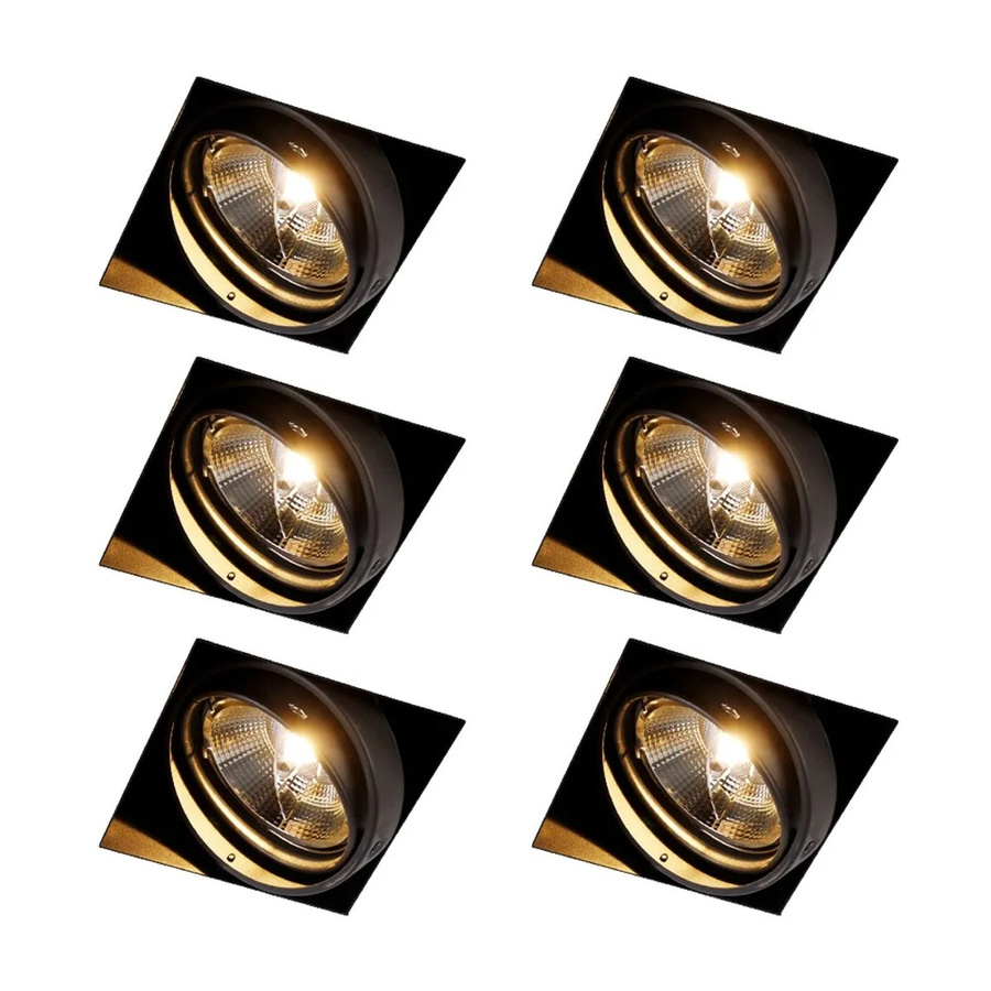 QAZQA Set mit 6 Einbaustrahlern Schwarz GU10 AR111 Trimless Oneon minimalistisch verstellbar - Bild 2