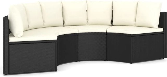 vidaXL 4-teilige Garten-Sofagarnitur aus Poly Rattan in Schwarz mit Sitzkissen und Rückenkissen - Bild 1