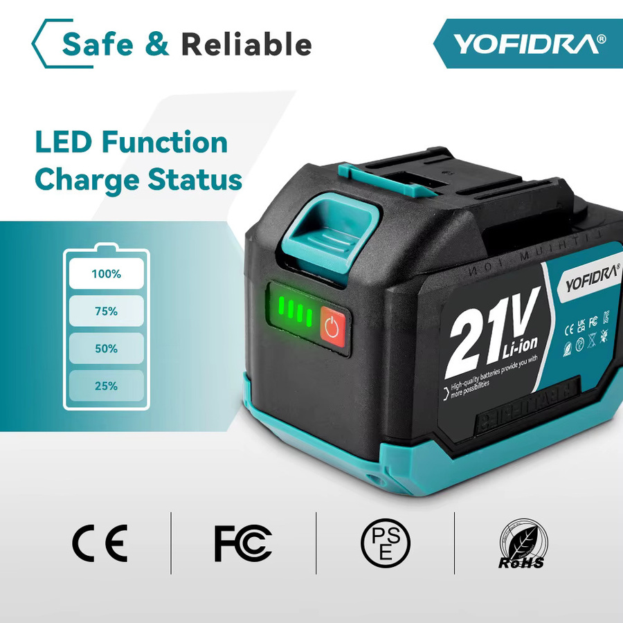 YOFIDRA Wiederaufladbare Lithium-Ionen-Batterie für Elektroschrauber und Kettensäge, Farbe: Schwarz - Bild 3