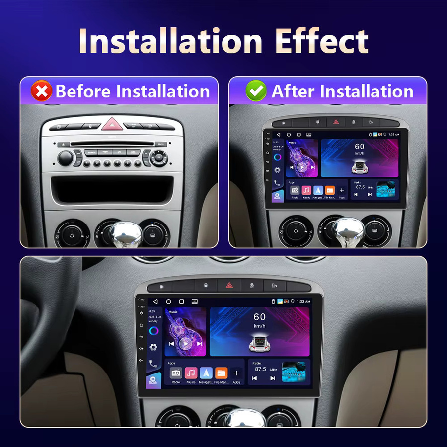 Camecho Wireless Carplay Android Auto Radio für Peugeot 308 408 2007-2015 mit 6 GB RAM + 128 GB Speicher, 4G, WIFI und GPS in Schwarz - Bild 4