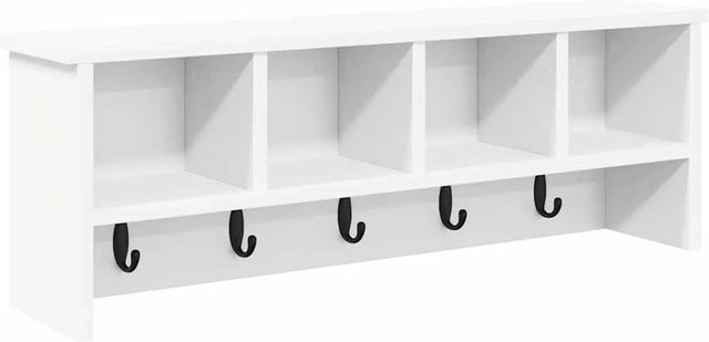 vidaXL Wandmontierter Kleiderständer mit Regal in Weiß, modern mit Haken für den Flur, B/T/H: 75 x 16 x 26 cm - Bild 1