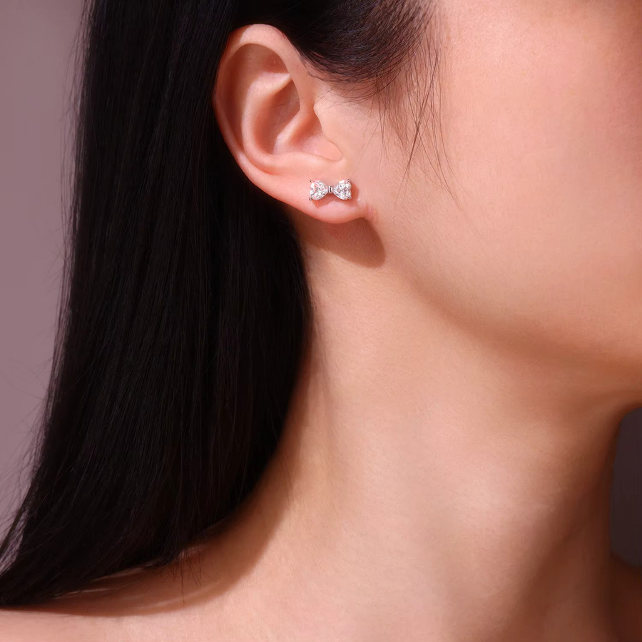 JIUZUAN Ohrstecker, Moissanit, 925 Silber, 18 Karat vergoldet, Damen - Bild 2