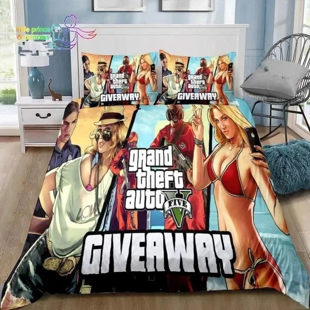 Grand Theft Auto GTA Gamer Bettwäsche Set mit 3D-Druck aus Mikrofaser, Mehrfarbig, B/H: 210 x 210 cm - Bild 1