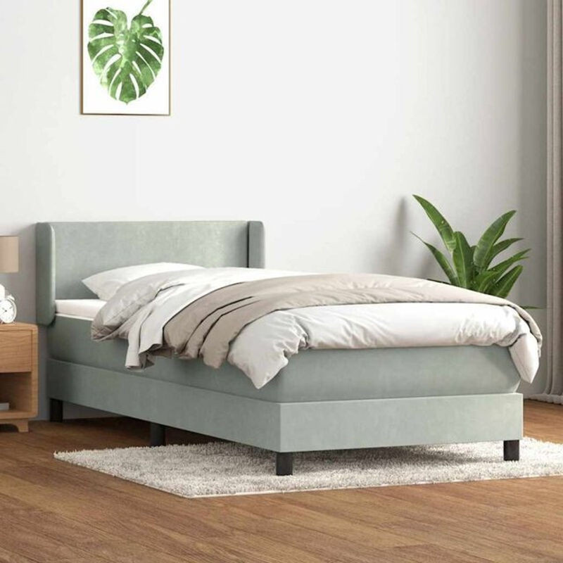 Vidaxl Boxspringbett mit Matratze in Grau aus Samt, B/L: 80 x 220 cm - Bild 1