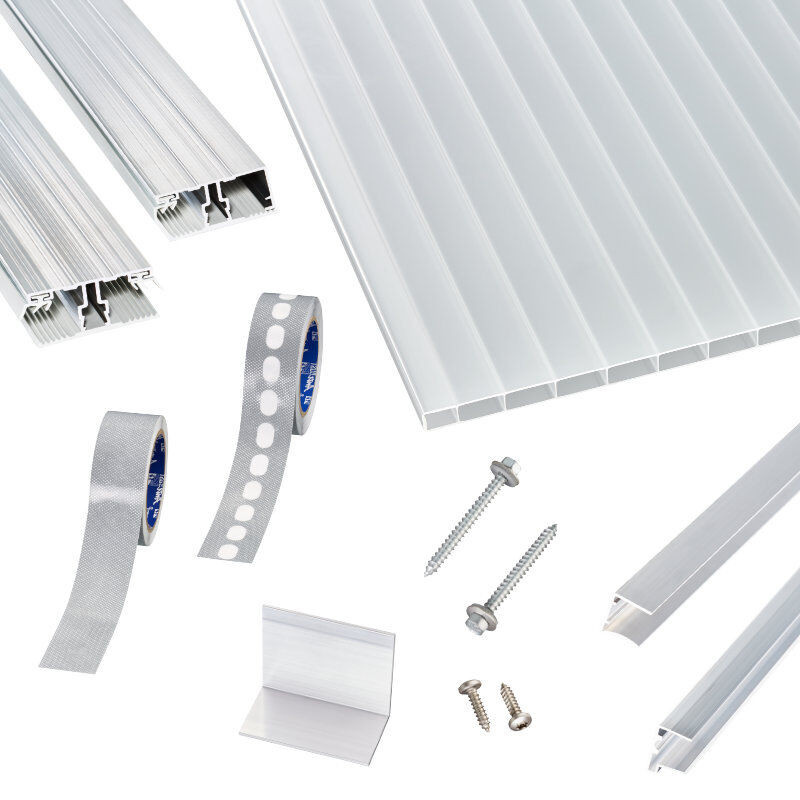 Scobalit Terrassendach-Set mit Acrylglas Doppelstegplatten und Alu Verlegeprofil in Weiß, 16 mm Stärke - Bild 1