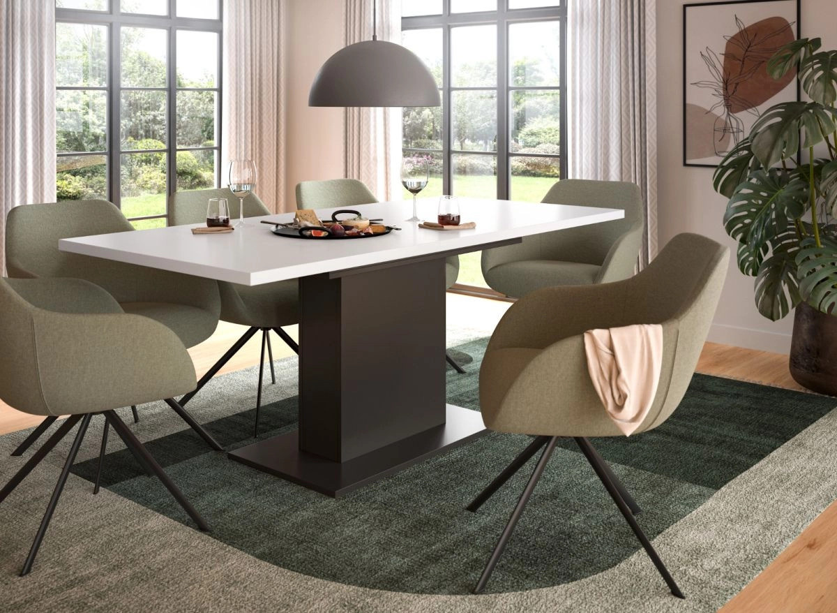 Inn.Furn Esstisch modern ausziehbar in Weiß und Grau - Bild 3