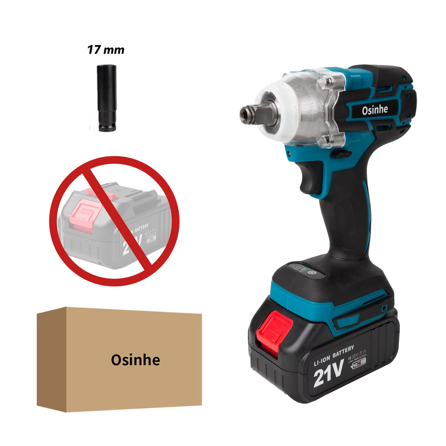 Osinhe Bürstenloser elektrischer Schlagschrauber mit 520 N.m Drehmoment, 1/2 Zoll, blau, kompatibel mit Makita LXT 18 V - Bild 5