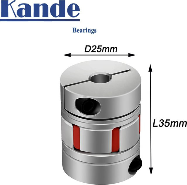 KANDE BEARINGS Flexible Wellenkupplung aus Aluminium in Silber mit drei Backen für CNC-Motoren - Bild 1