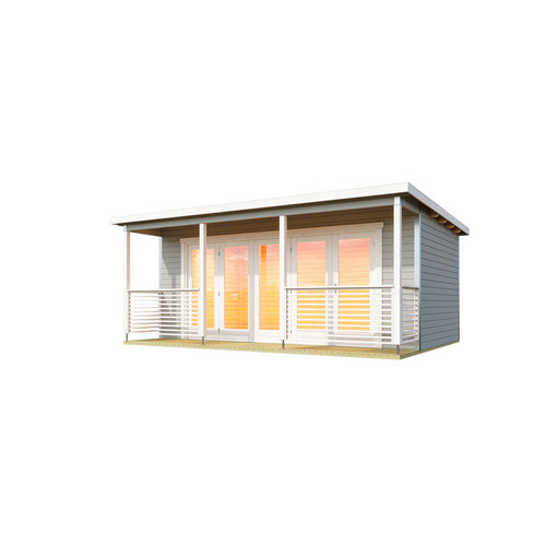 Lasita Blockbohlenhaus Liverpool Gartenhaus mit Flachdach in Lichtgrau lasiert B/H/T: 580 x 239,4 x 430 cm - Bild 3