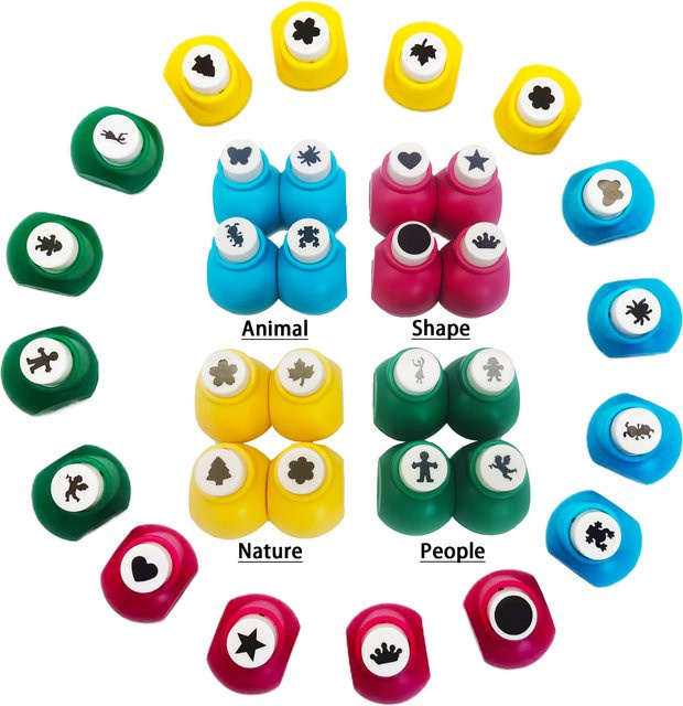 4-teiliges Mini-Bastelstanzer-Set mit verschiedenen Musterthemen in Multicolour für Scrapbooking und DIY-Handarbeit - Bild 1