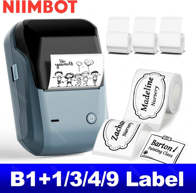 NIIMBOT B1 Tragbarer Bluetooth Thermodrucker mit selbstklebenden wasserfesten Etikettenrollen, 5,1 cm - Bild 1