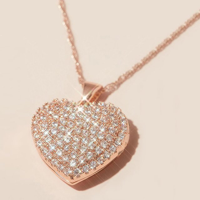 Huitan Chic Halskette, Herz, cz Stein, Roségold, Damen - Bild 1