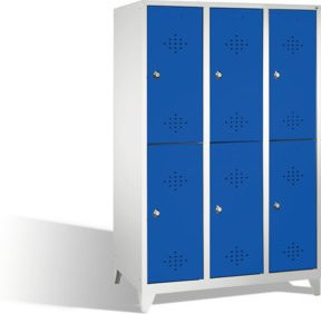 C+P Doppelstockspind Classic mit 6 Fächern und Türen, Front Enzianblau, Korpus Lichtgrau, H x B x T: 185 x 120 x 50 cm - Bild 1