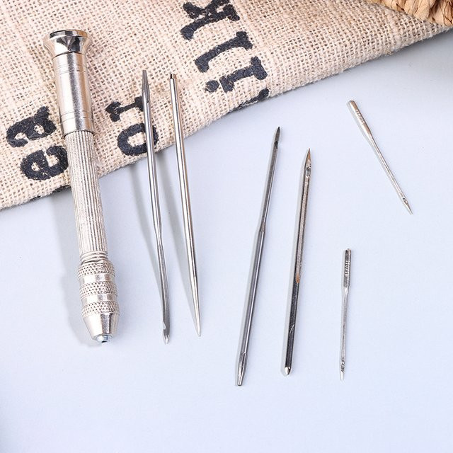 Leder-Nähnadel-Set für DIY-Lederhandwerk mit silbernen Nadeln und Sticheisen für Leder, Segeltuch und Zelte - Bild 1