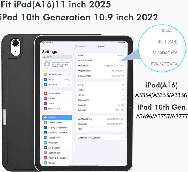 Smart Cover Hülle für iPad 10. Generation (10,9 Zoll 2022) und iPad 11 Zoll 2025 mit Stifthalter und dreifach faltbarem Stand aus weichem TPU in Schwarz und Grün - Bild 1