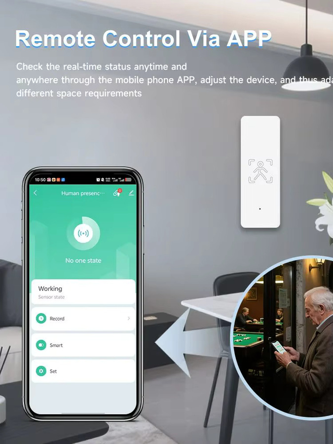 Tuya Zigbee 10G Radarsensor zur Anwesenheitserkennung in Weiß mit App-Fernsteuerung und Z2M-Unterstützung - Bild 3
