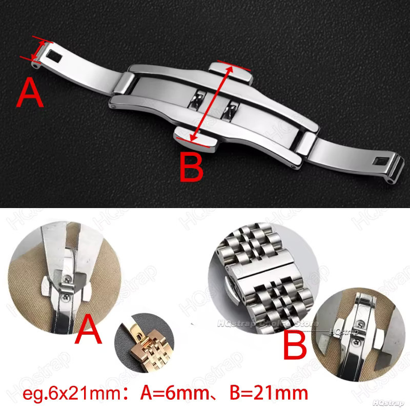HQstrap Schmetterlingsschnalle Edelstahl, Silber, Uhrenzubehör - Bild 3