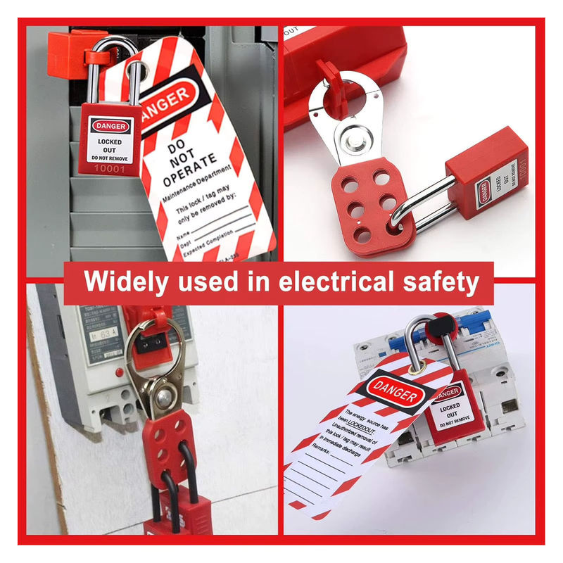 Qiilu Lockout Tagout Kit mit elektrischer Verriegelung, Sicherheits-Hasps, Plug Lockout, LOTO-Schlössern, Tags und Aufbewahrungstasche in Rot - Bild 5