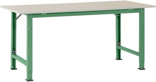 Manuflex Packtisch PACKPOOL Spezial mit Melaminplatte in Resedagrün (RAL 6011), höhenverstellbar, B/T/H: 200 x 80 x 72,2-102,2 cm - Bild 1