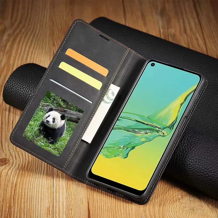 Samsung Leder-Brieftasche als Flip Cover für Galaxy S24 S23 S22 S21 S20 FE Ultra Plus S10 S9 S8 Plus A25 A52s A53 A12 A71 A51 in Braun - Bild 2