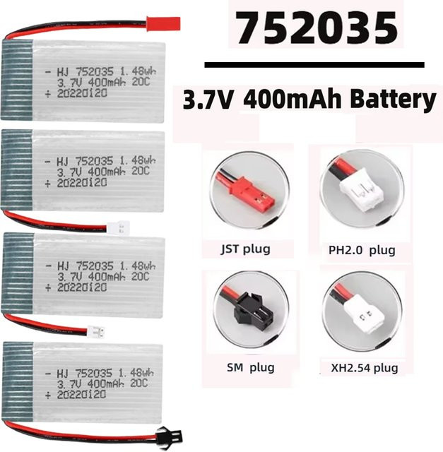 Lipo-Akku 20C 3,7 V 400 mAh für Habersham X4 H107D H107 H31 Quadcopter und Modellflugzeugzubehör - Bild 1